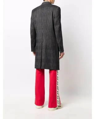 Versace Pre-Owned 2000年代 Plaidチェック柄 シングルブレスト コート - ブラック - サムネイル4