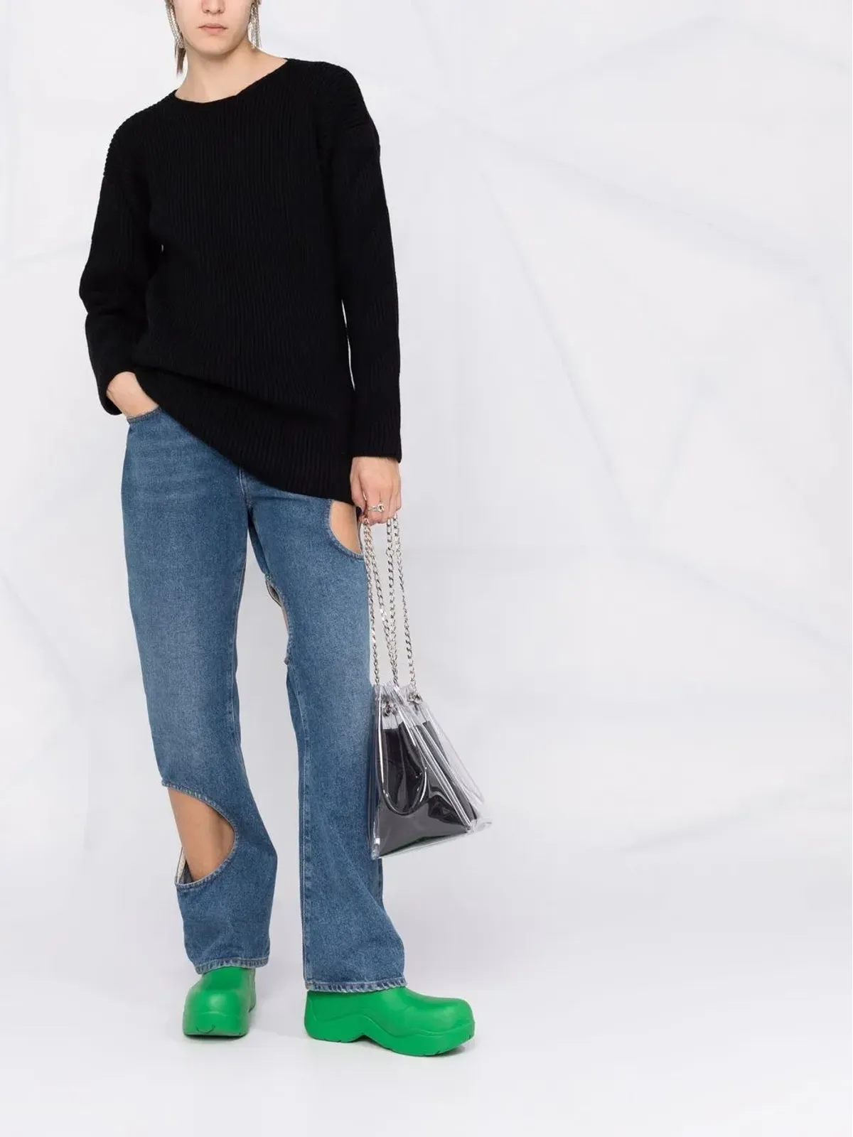 Off-White リブ編みウールジャンパー - ブラック - 画像2