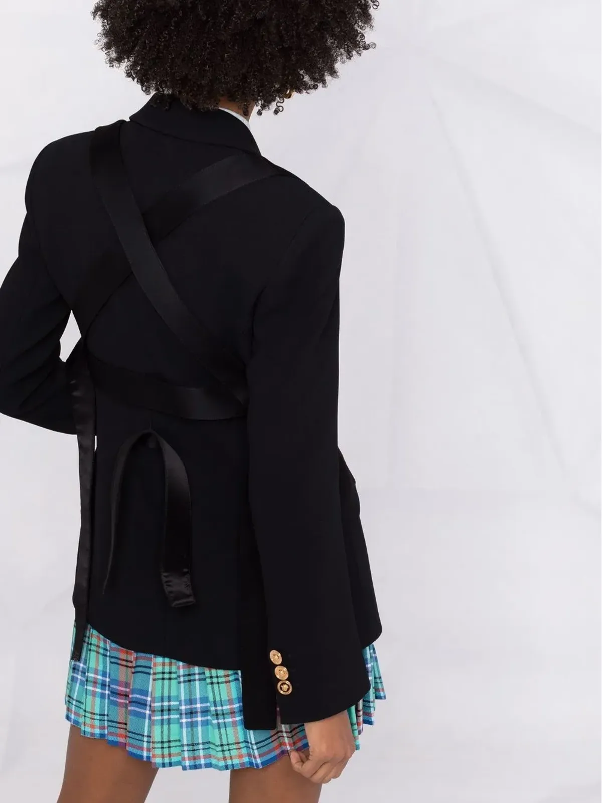 Versace サテン テーラードブレザー - 画像3