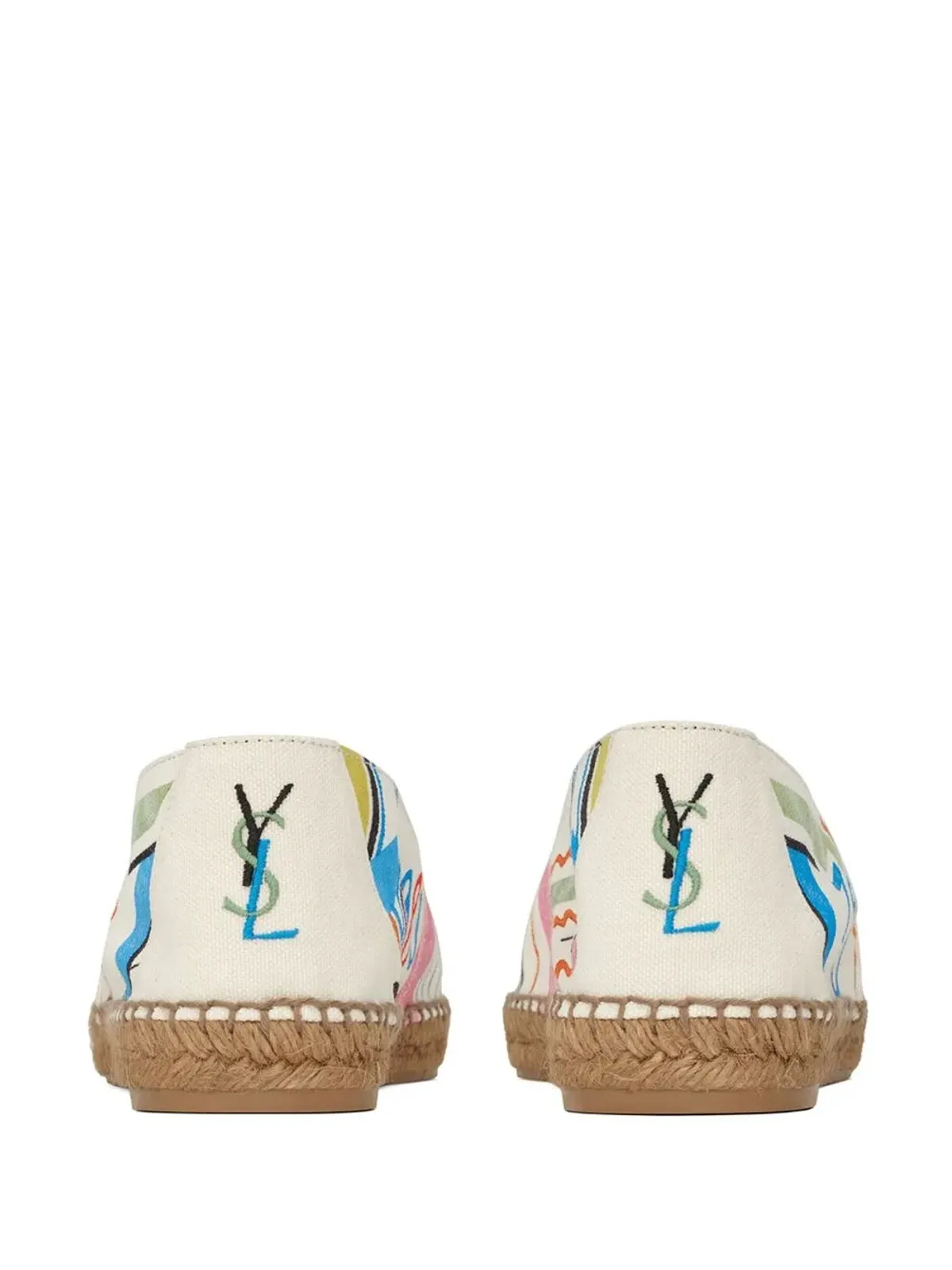 Saint Laurent 刺繍ロゴ柄エスパドリーユ - ホワイト - 画像3