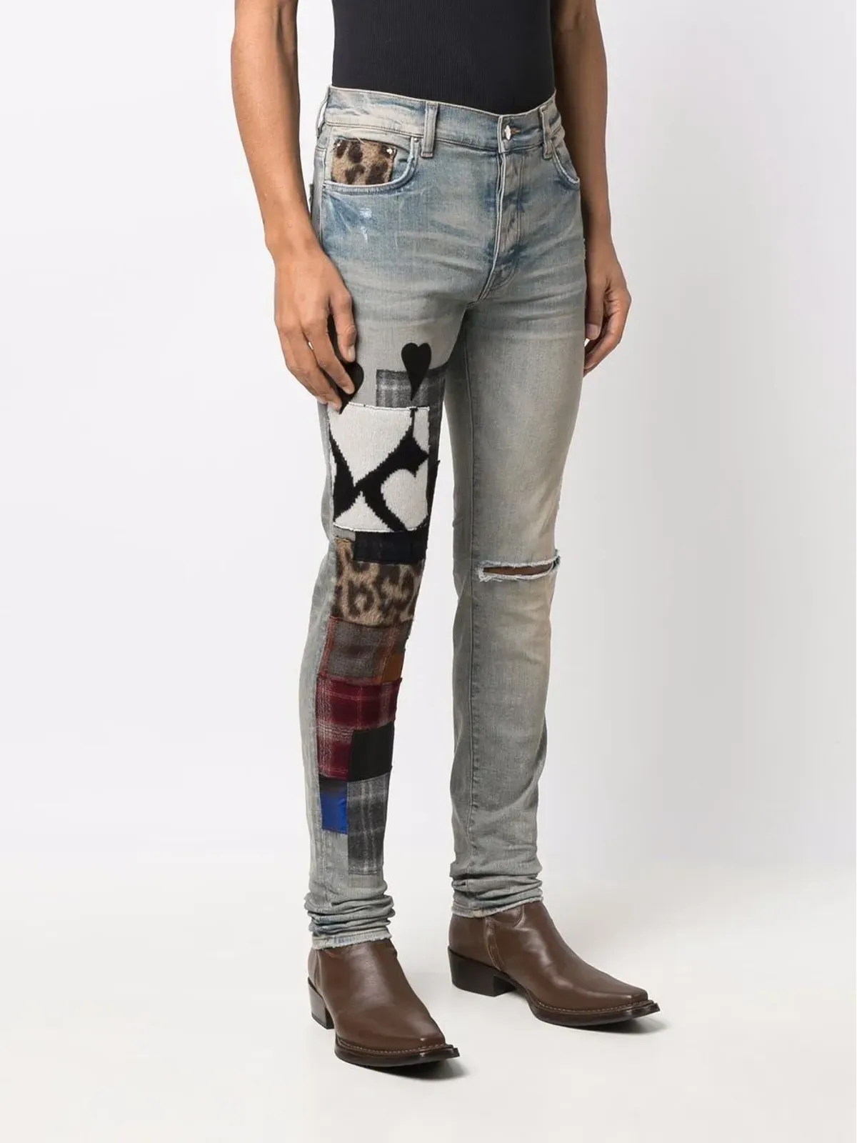 AMIRI パッチワークディテールデニムジーンズ - ブルー - 画像3