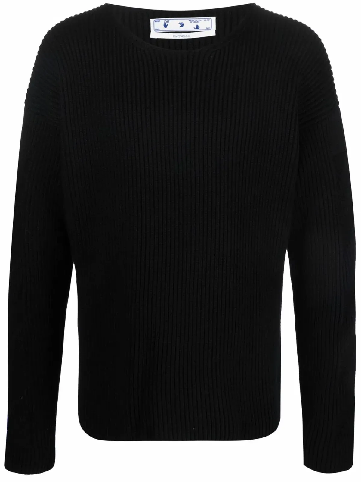 Off-White ダイアゴナルストライプ丸首ニット - ブラック - 画像1
