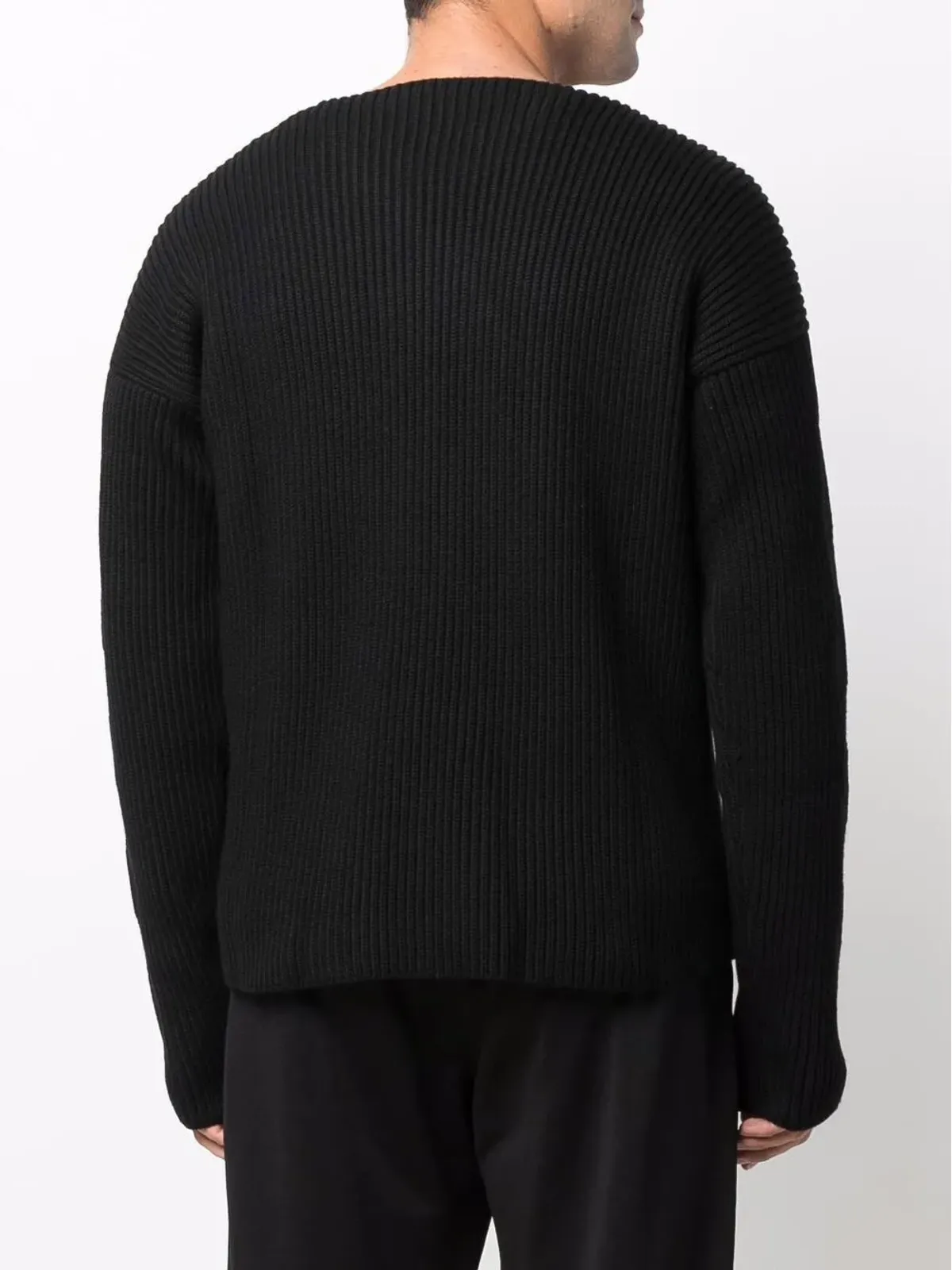Off-White ダイアゴナルストライプ丸首ニット - ブラック - 画像4