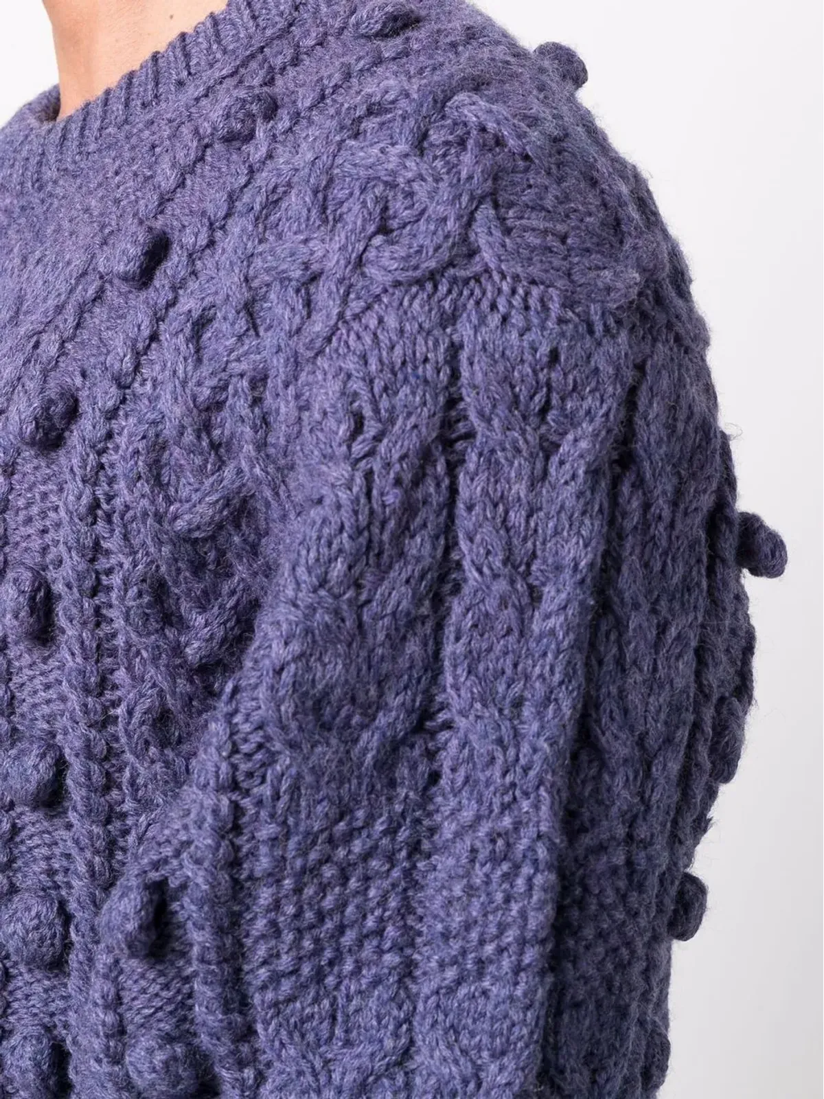 Issey Miyake Pre-Owned 1980s chunky cable-knit jumper - Purple - 画像5