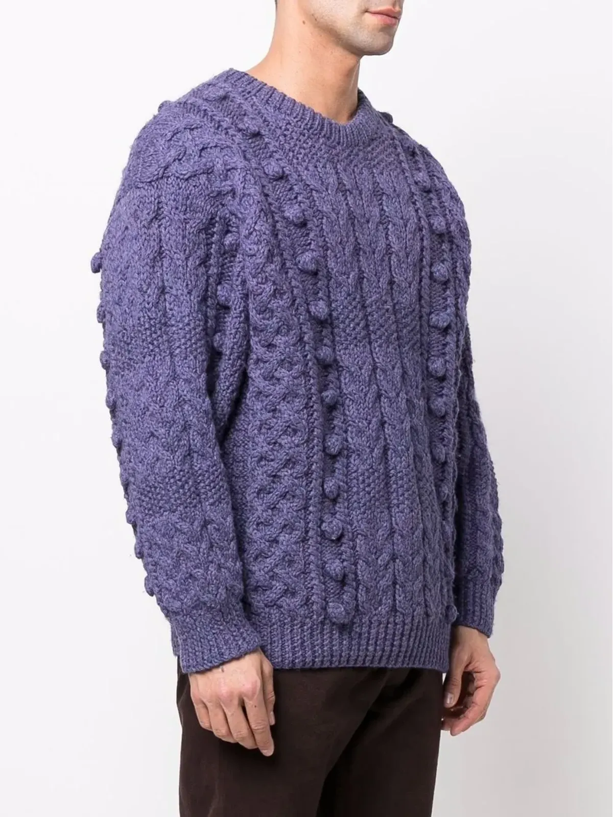 Issey Miyake Pre-Owned 1980s chunky cable-knit jumper - Purple - 画像3