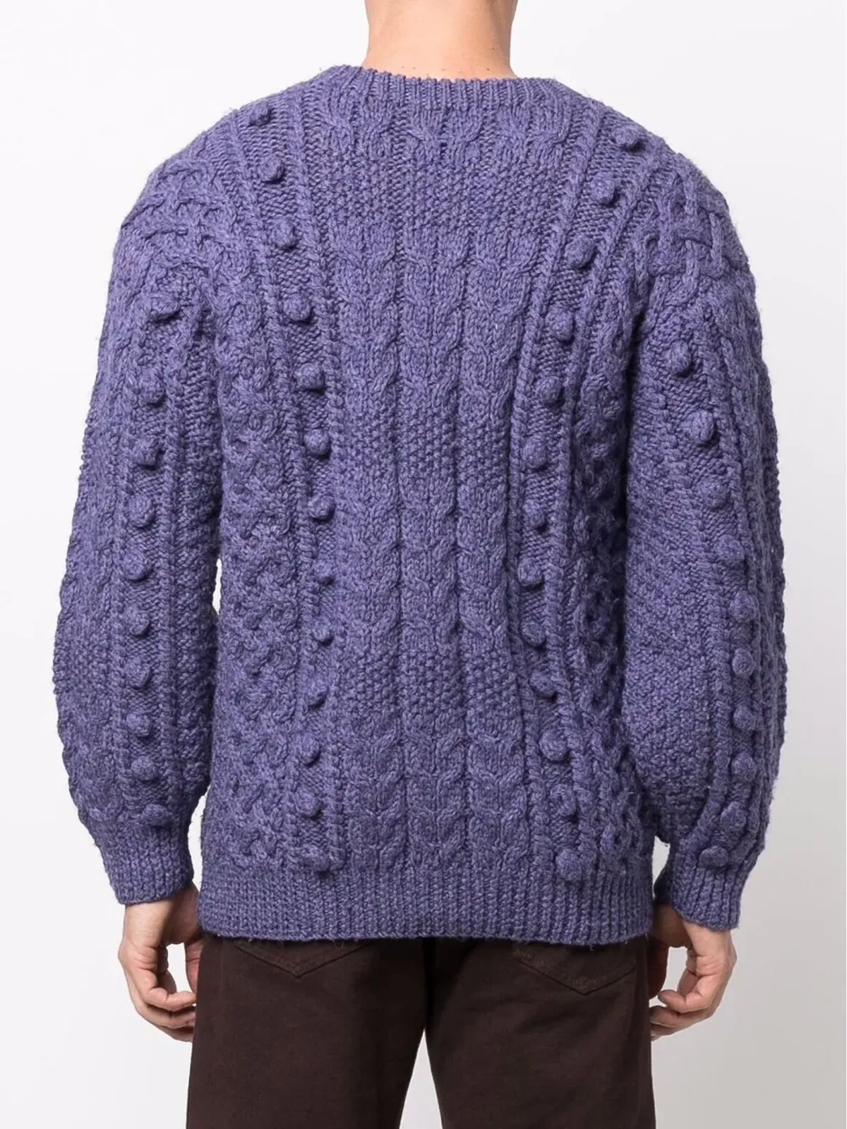 Issey Miyake Pre-Owned 1980s chunky cable-knit jumper - Purple - 画像4