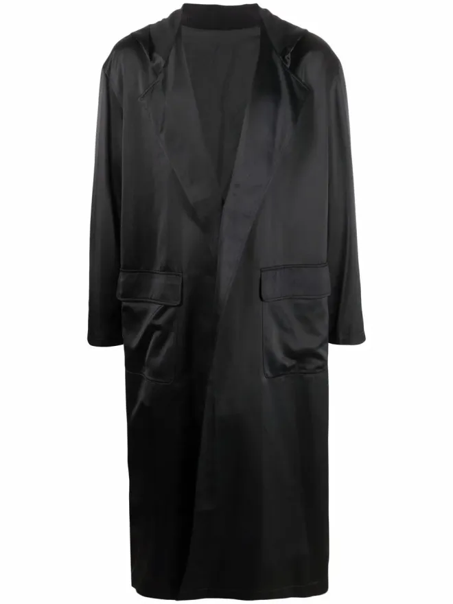 Yohji Yamamoto Pre-Owned Yohji Yamamoto Pre-Owned 1995 ロゴプリント フード付きローブ - ブラックの商品画像