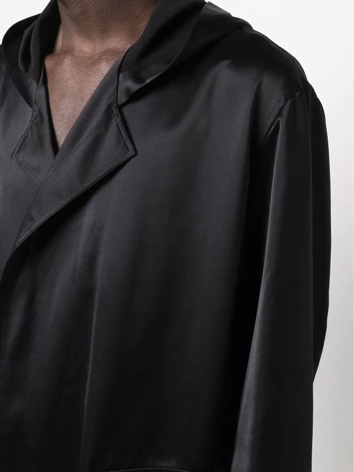 Yohji Yamamoto Pre-Owned 1995 ロゴプリント フード付きローブ - ブラック - 画像5