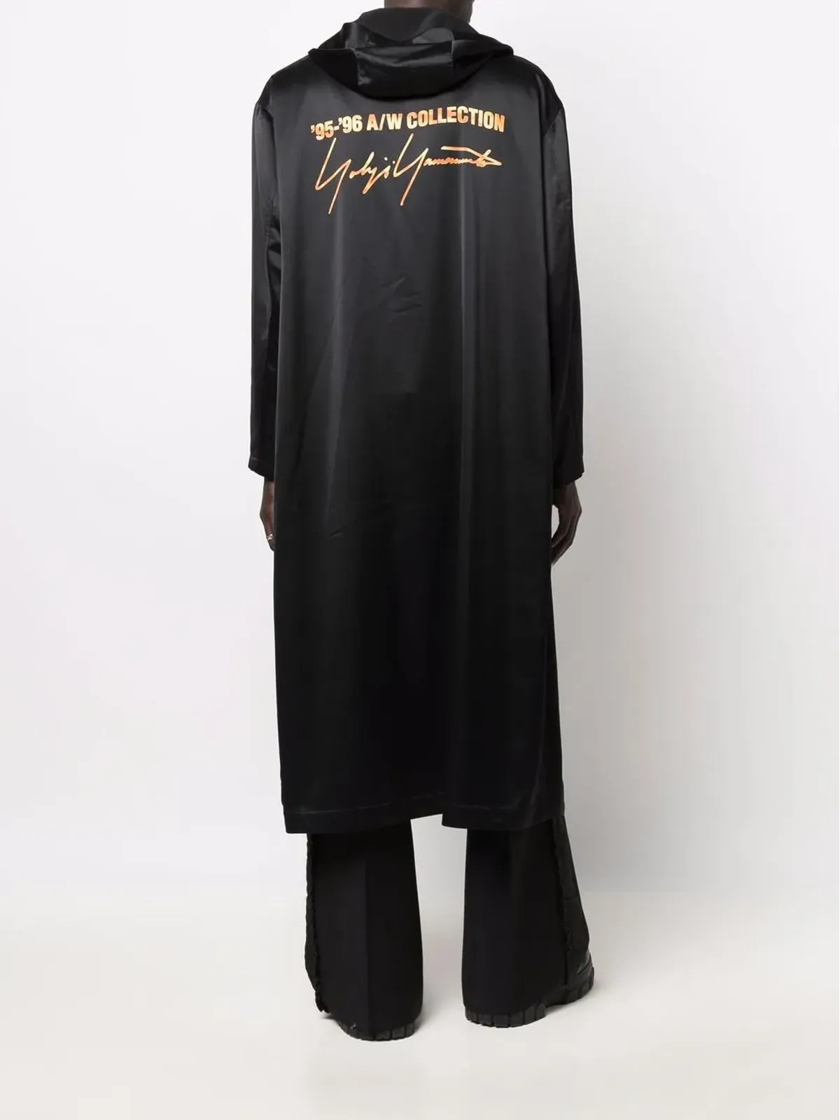 Yohji Yamamoto Pre-Owned 1995 ロゴプリント フード付きローブ - ブラック - 画像2