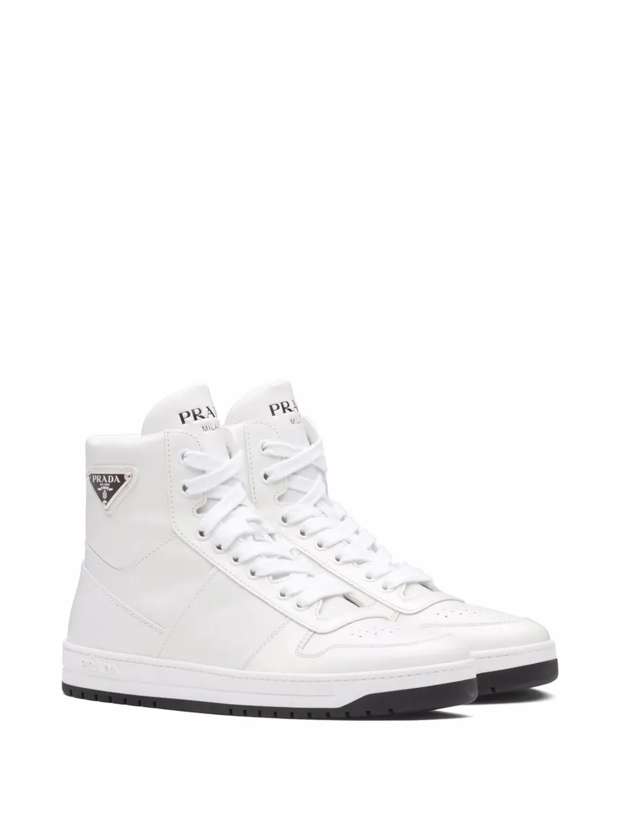 Prada パーフォレーテッド トライアングルロゴ ハイトップスニーカー - 画像2
