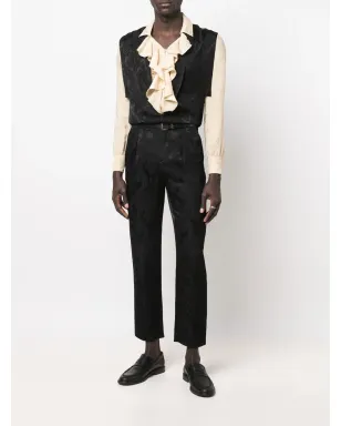 Saint Laurent ペイズリージャカードストレートパンツ（ブラック） - サムネイル2
