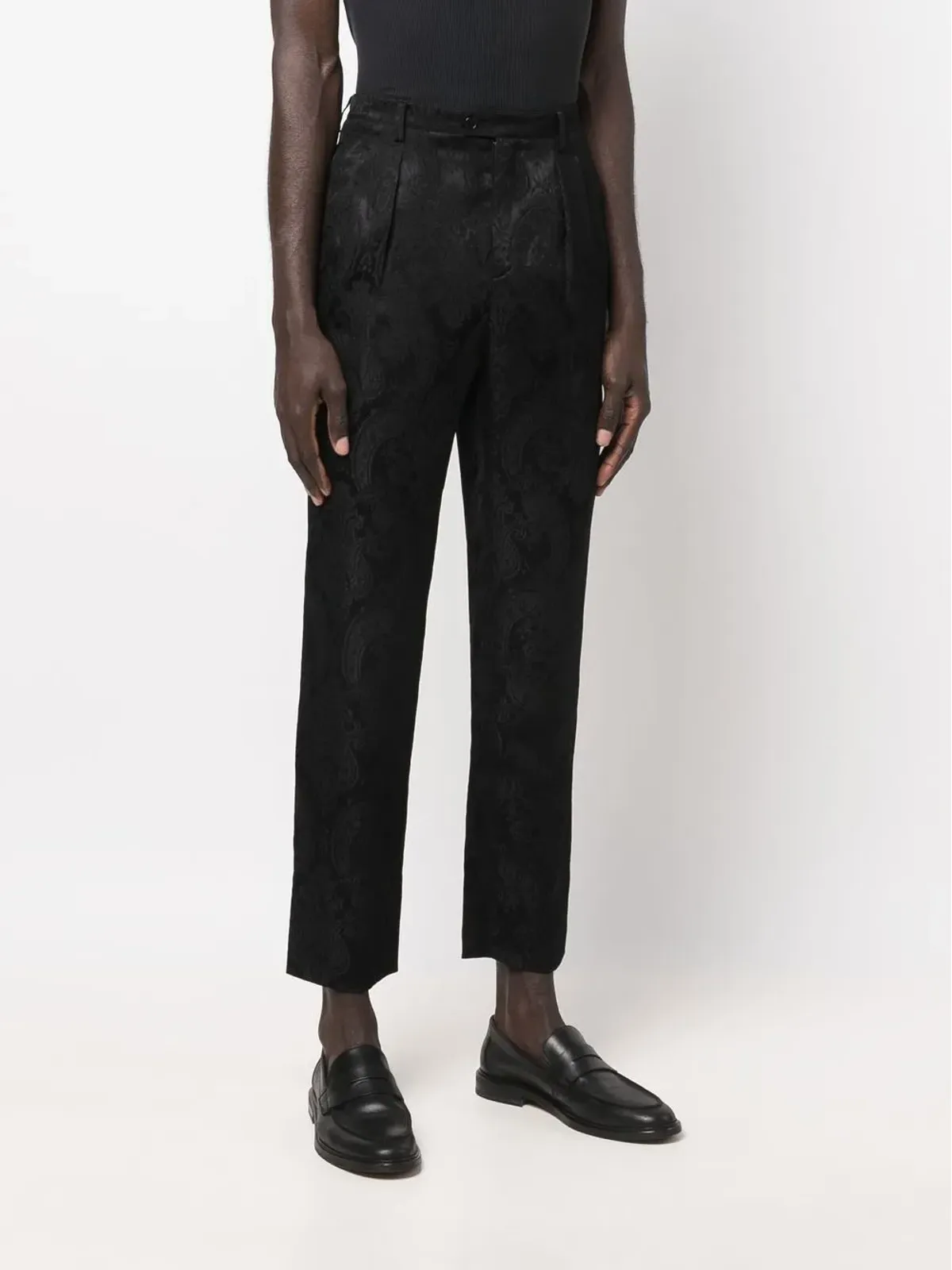 Saint Laurent ペイズリージャカードストレートパンツ（ブラック） - 画像3