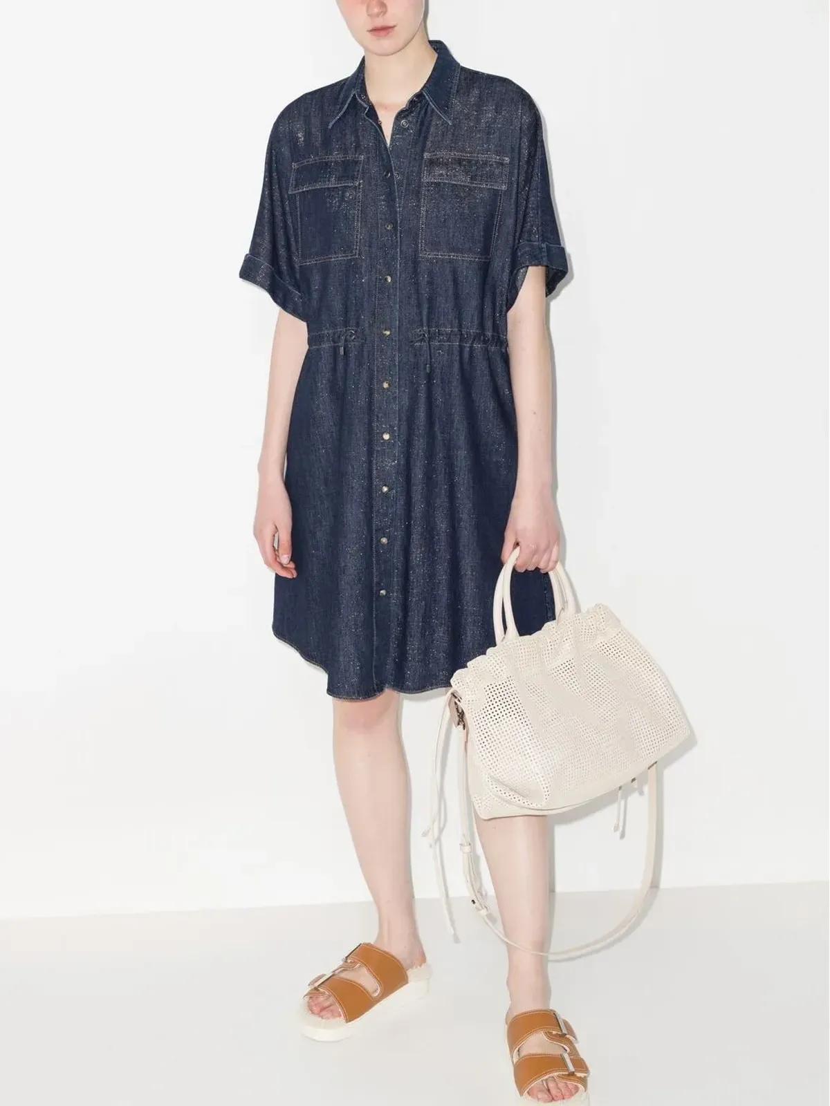 Brunello Cucinelli デニムミディシャツドレス - 画像5