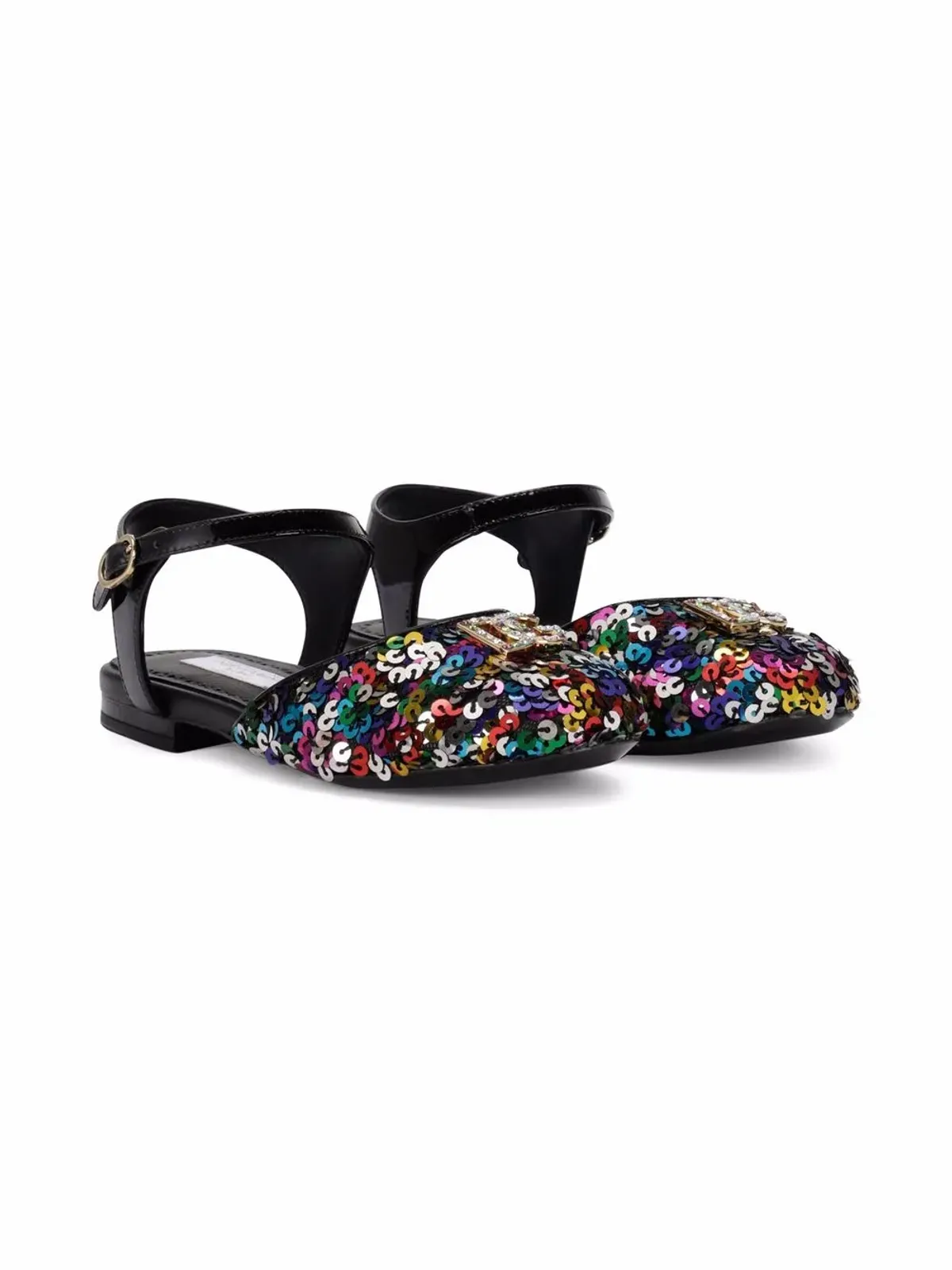 Dolce & Gabbana Kids スパンコール装飾 ロゴ バレリーナシューズ - ブラック - 画像2