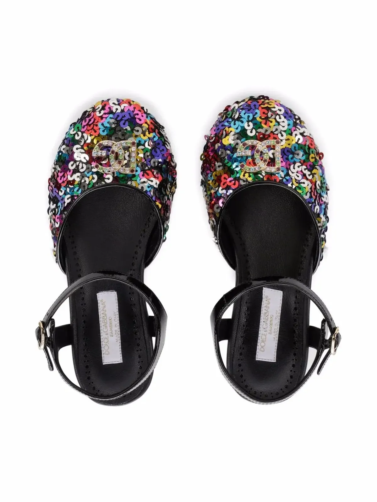 Dolce & Gabbana Kids スパンコール装飾 ロゴ バレリーナシューズ - ブラック - 画像4