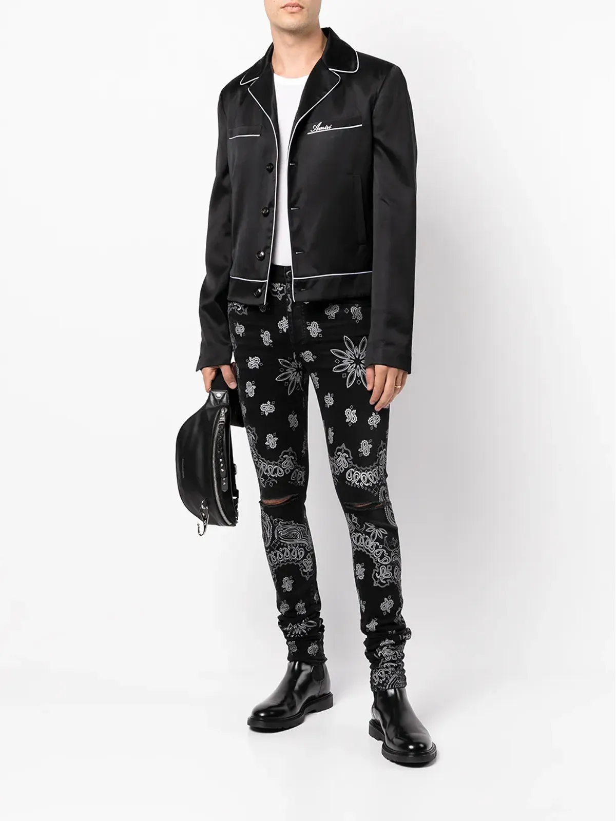 AMIRI ロゴプリント パジャマシャツジャケット - 画像2