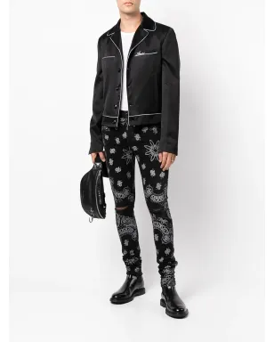 AMIRI フロックド バンダナ柄 スキニージーンズ ブラック - サムネイル2