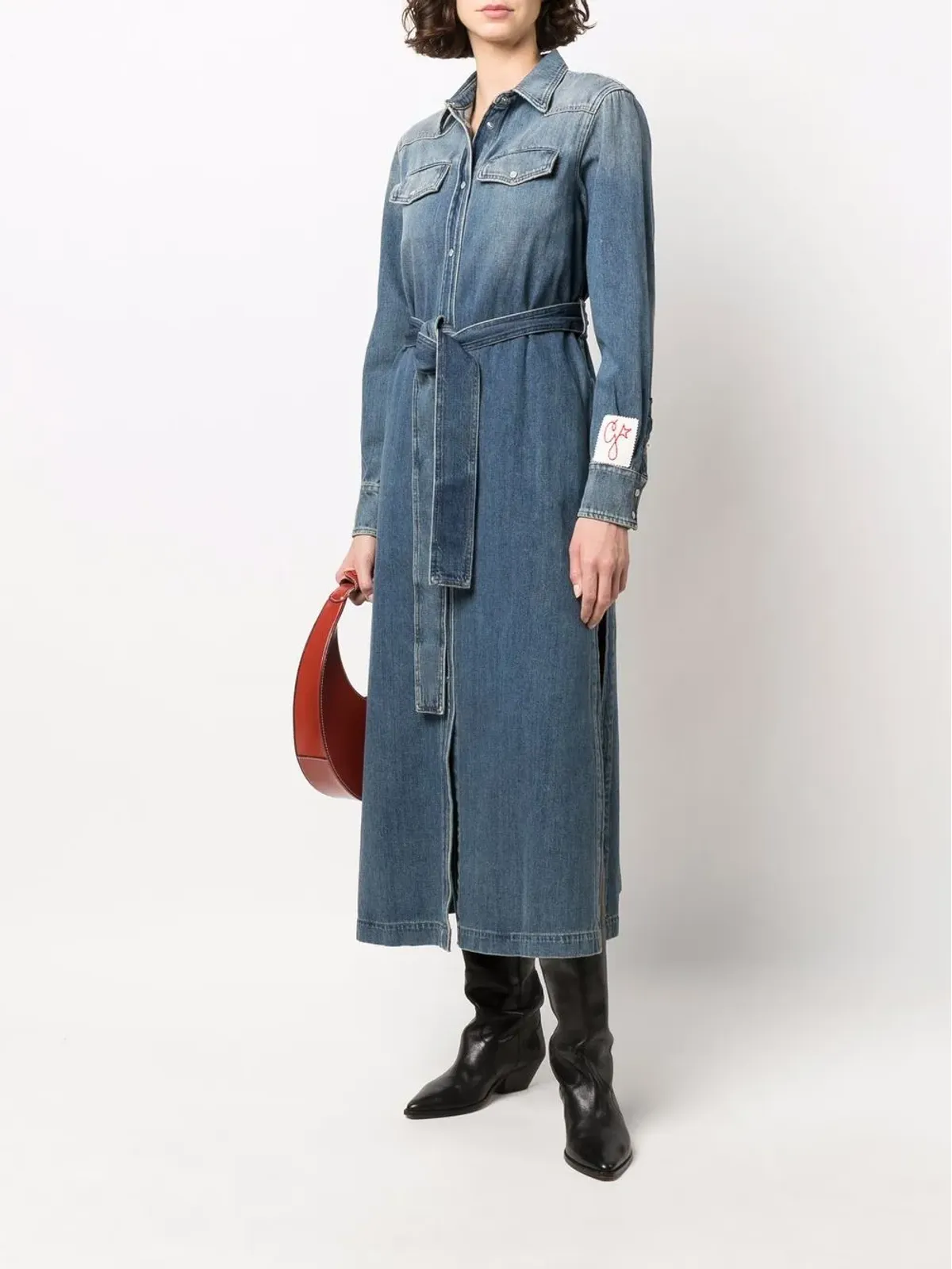 Golden Goose ロゴパッチ長袖デニムドレス - 画像2