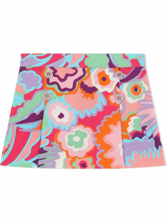 Dolce & Gabbana Kids Dolce & Gabbana Kids floral-print A-line skirt - Blueの商品画像