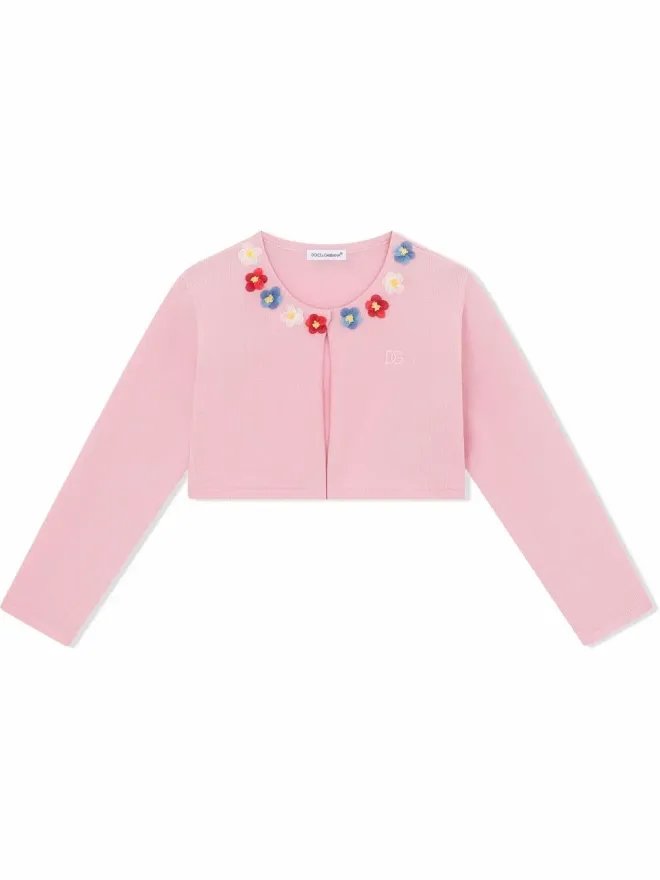 Dolce & Gabbana Kids Dolce & Gabbana Kids 花柄刺繍クロップドカーディガンの商品画像