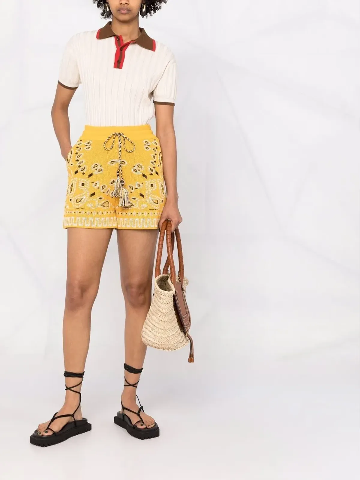 Alanui ピケ・バンダナ柄ショートパンツ - Yellow - 画像2