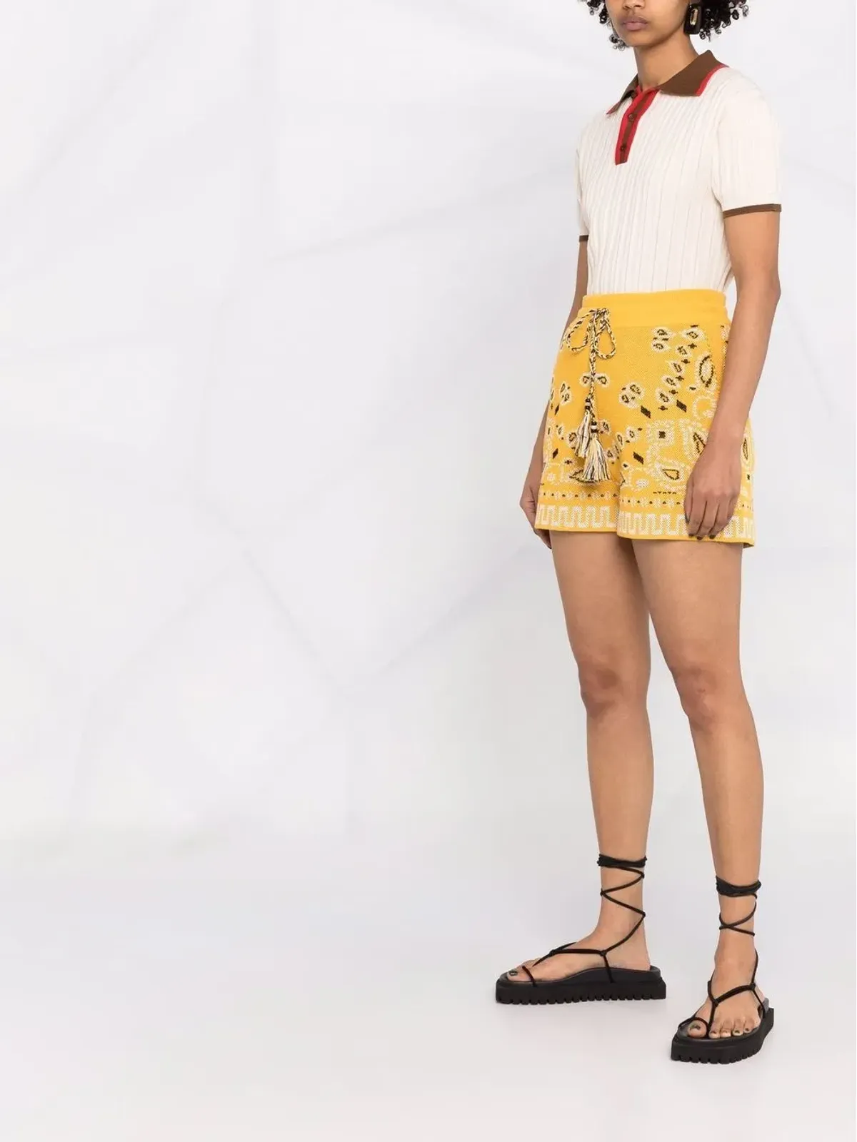Alanui ピケ・バンダナ柄ショートパンツ - Yellow - 画像4