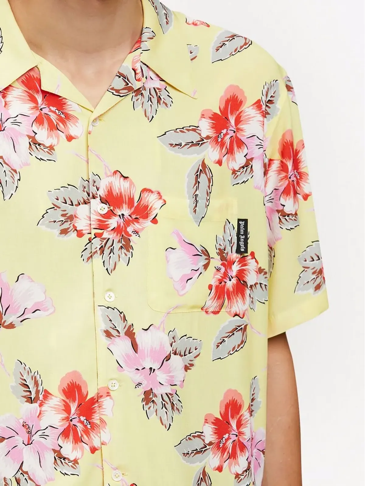 Palm Angels ハイビスカス柄ボウリングシャツ イエロー - 画像5