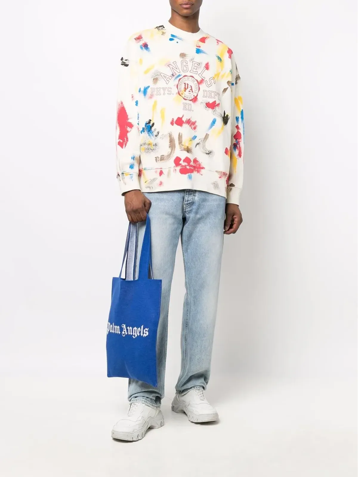 Palm Angels ペイント加工 カレッジスウェットシャツ - 画像2