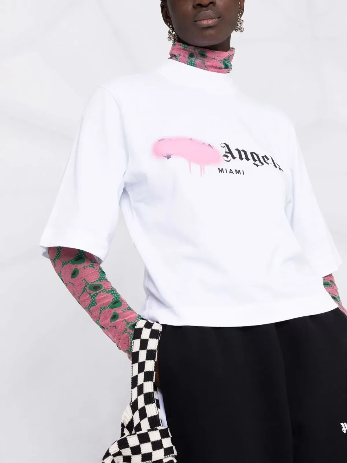 Palm Angels Miami sprayed-logo Tシャツ - White - 画像5