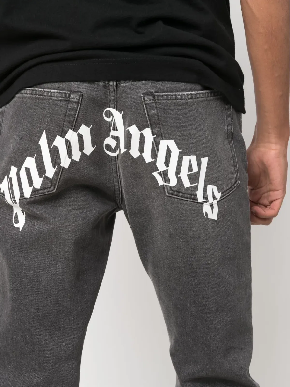 Palm Angels ブラック ロゴプリント ストレートレッグ ジーンズ - 画像5
