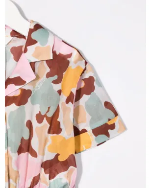 Palm Angels Kids カモフラージュ柄 クロップドシャツ グリーン - サムネイル3