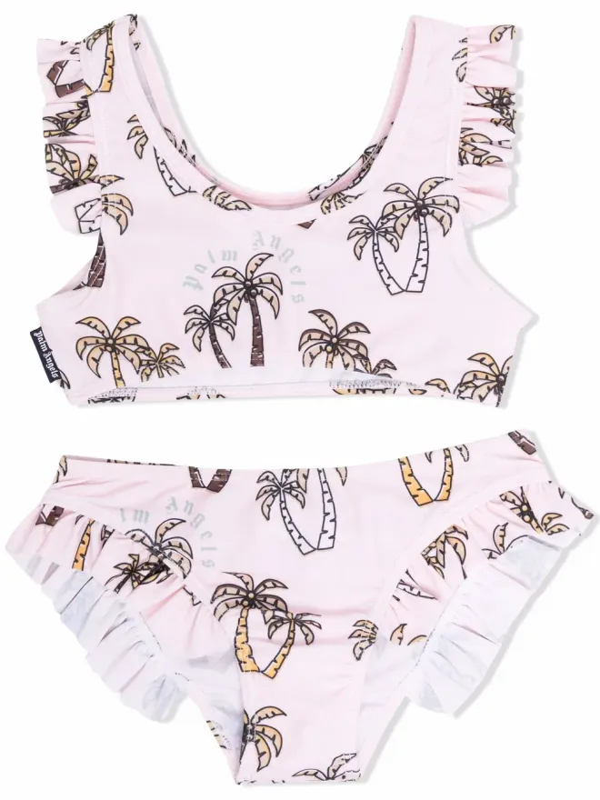 Palm Angels Kids Palm Angels Kids パームツリー柄 ラッフルビキニ ピンクの商品画像