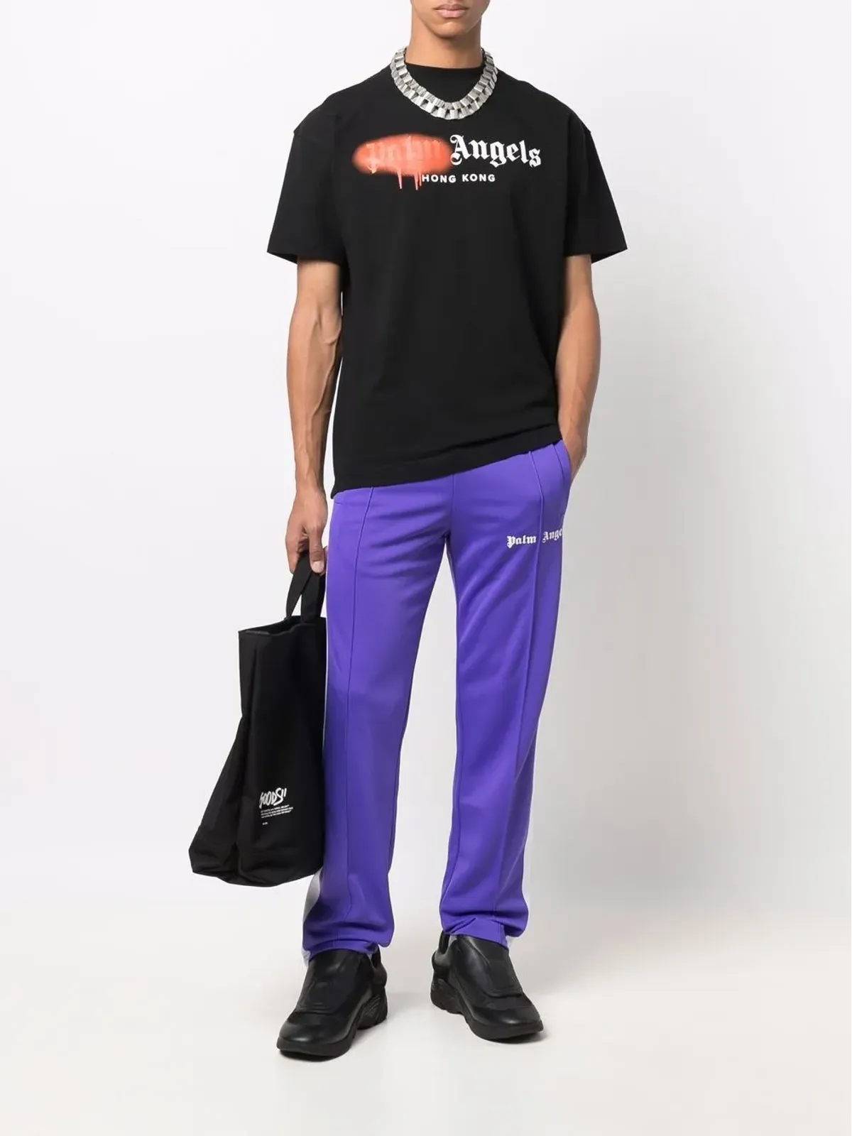 Palm Angels 香港スプレードロゴTシャツ ブラック - 画像2