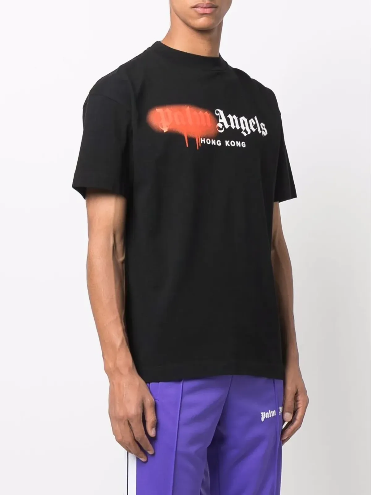 Palm Angels 香港スプレードロゴTシャツ ブラック - 画像3