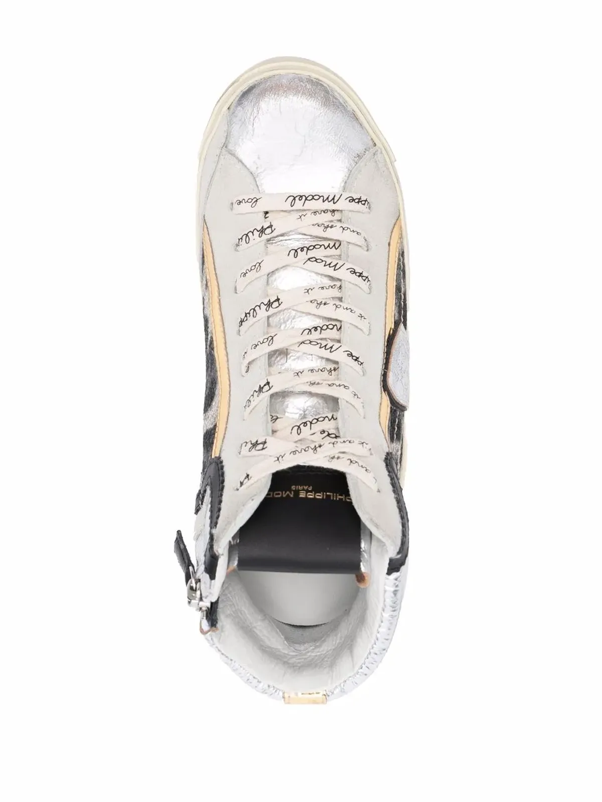 Philippe Model Paris ヒョウ柄ミッドトップスニーカー - シルバー - 画像4