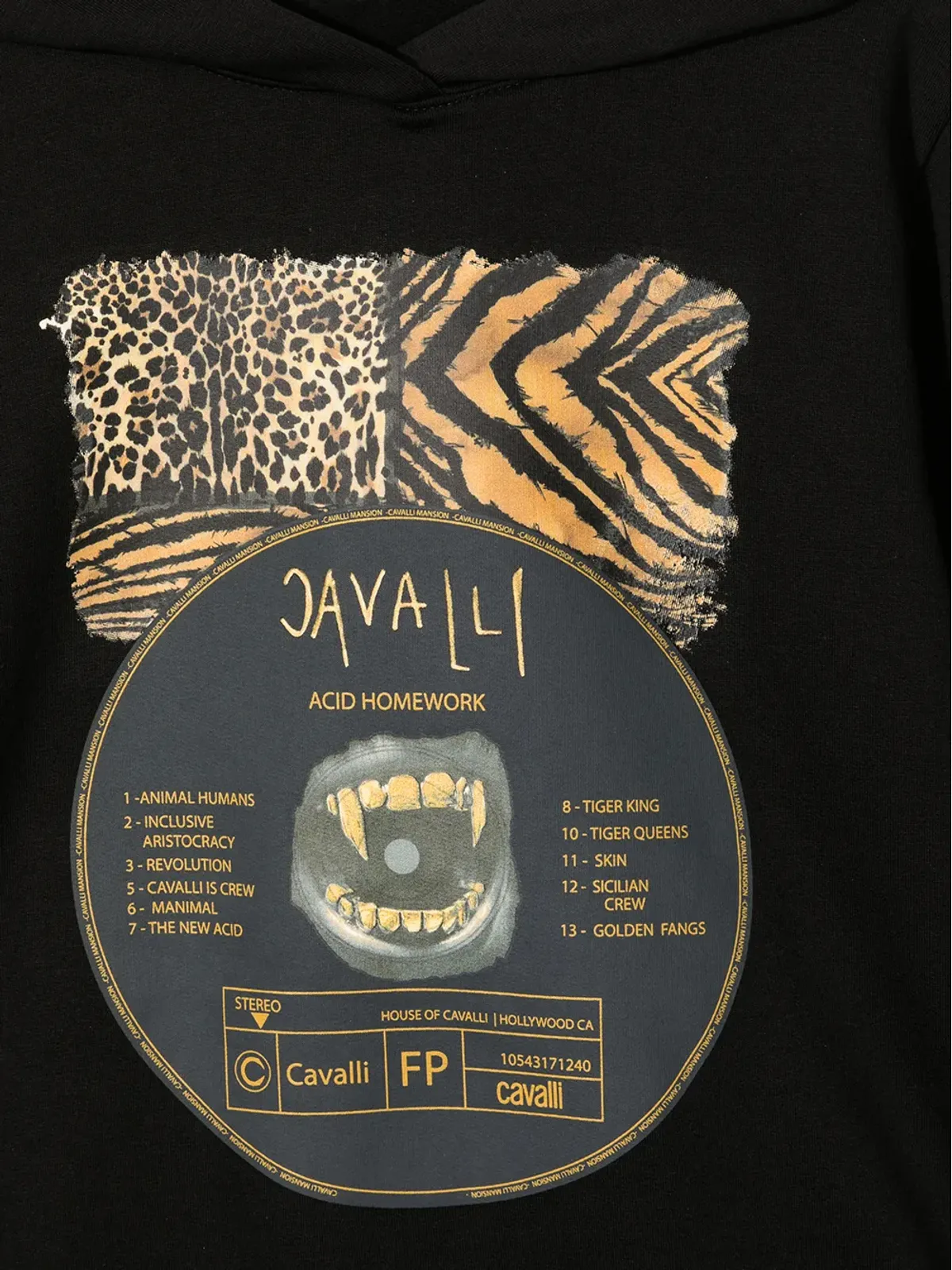 Roberto Cavalli Junior 動物プリント長袖フード付きパーカー - ブラック - 画像3