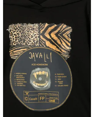 Roberto Cavalli Junior 動物プリント長袖フード付きパーカー - ブラック - サムネイル3
