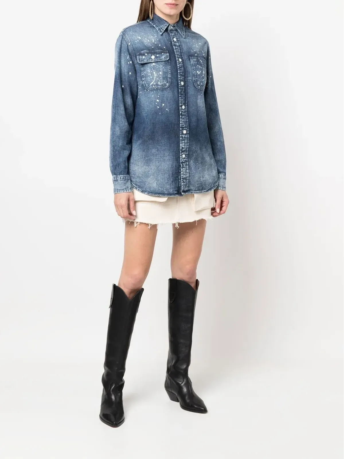 Ralph Lauren Collection ペイントスプラター デニムシャツ - 画像3