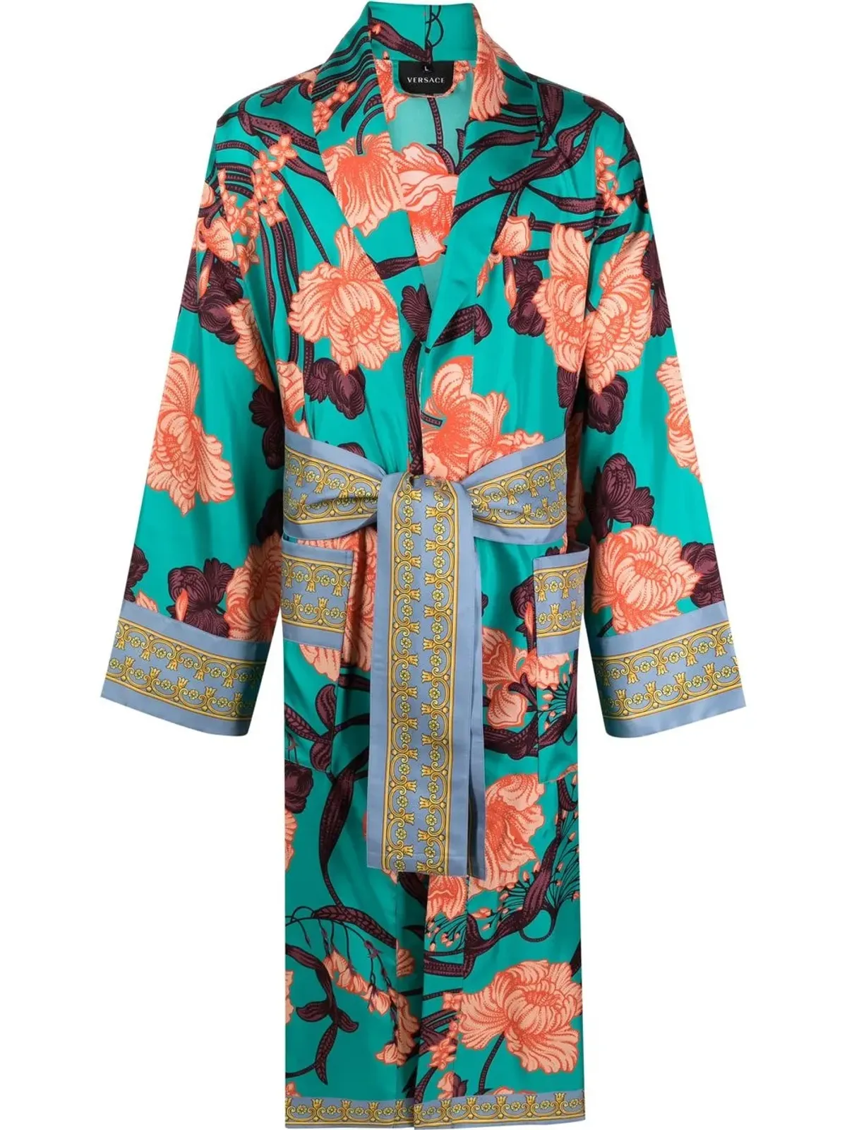 Versace グラフィックプリントシルクローブ ブルー - 画像1