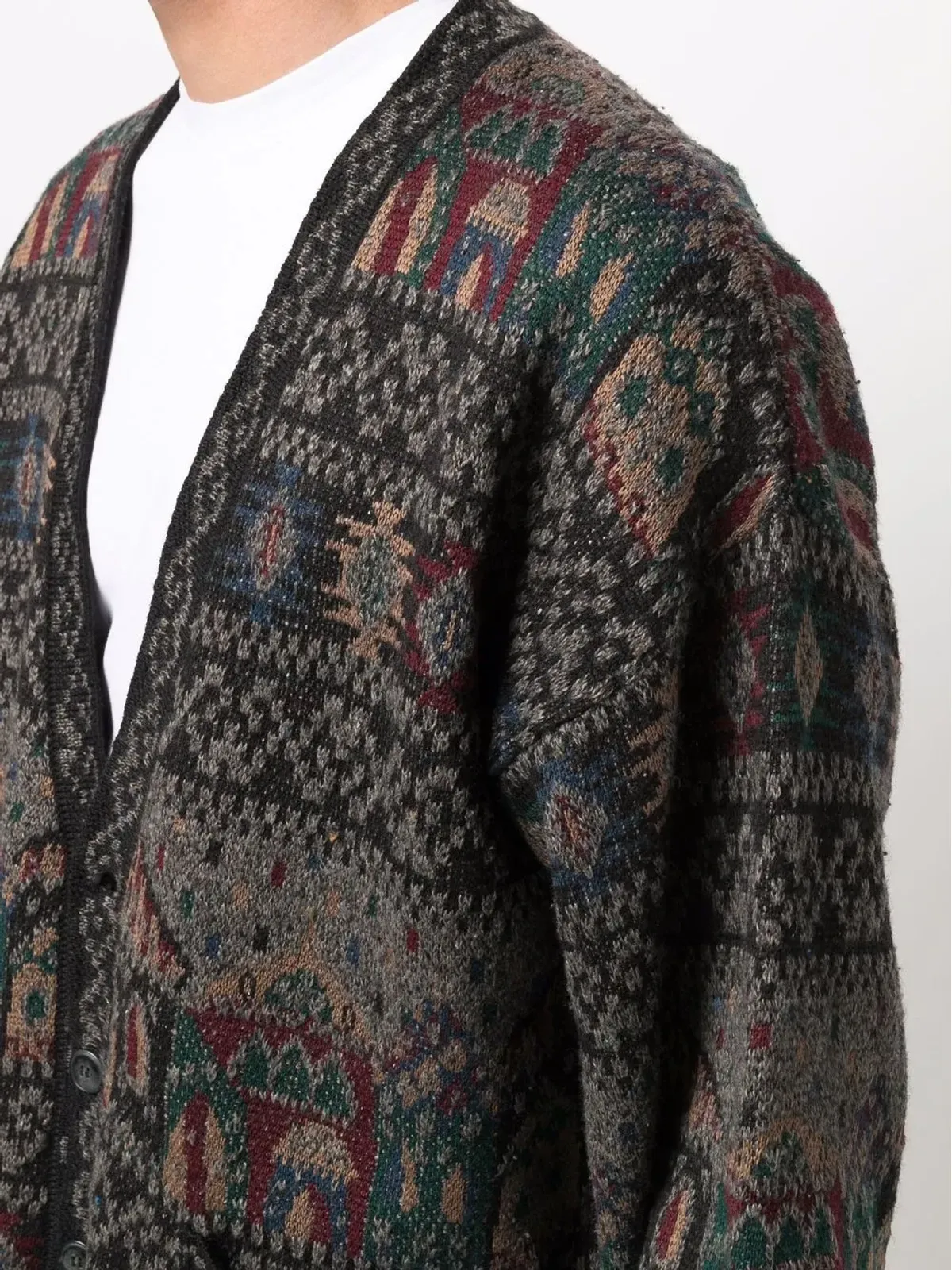 Missoni Pre-Owned 1980s intarsia knit V-neck cardigan - Brown - 画像5