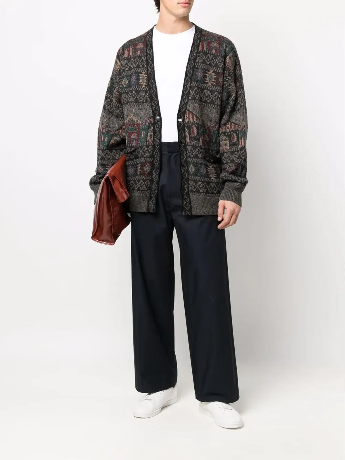 Missoni Pre-Owned 1980s intarsia knit V-neck cardigan - Brown - 画像2