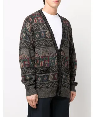 Missoni Pre-Owned 1980s intarsia knit V-neck cardigan - Brown - サムネイル3