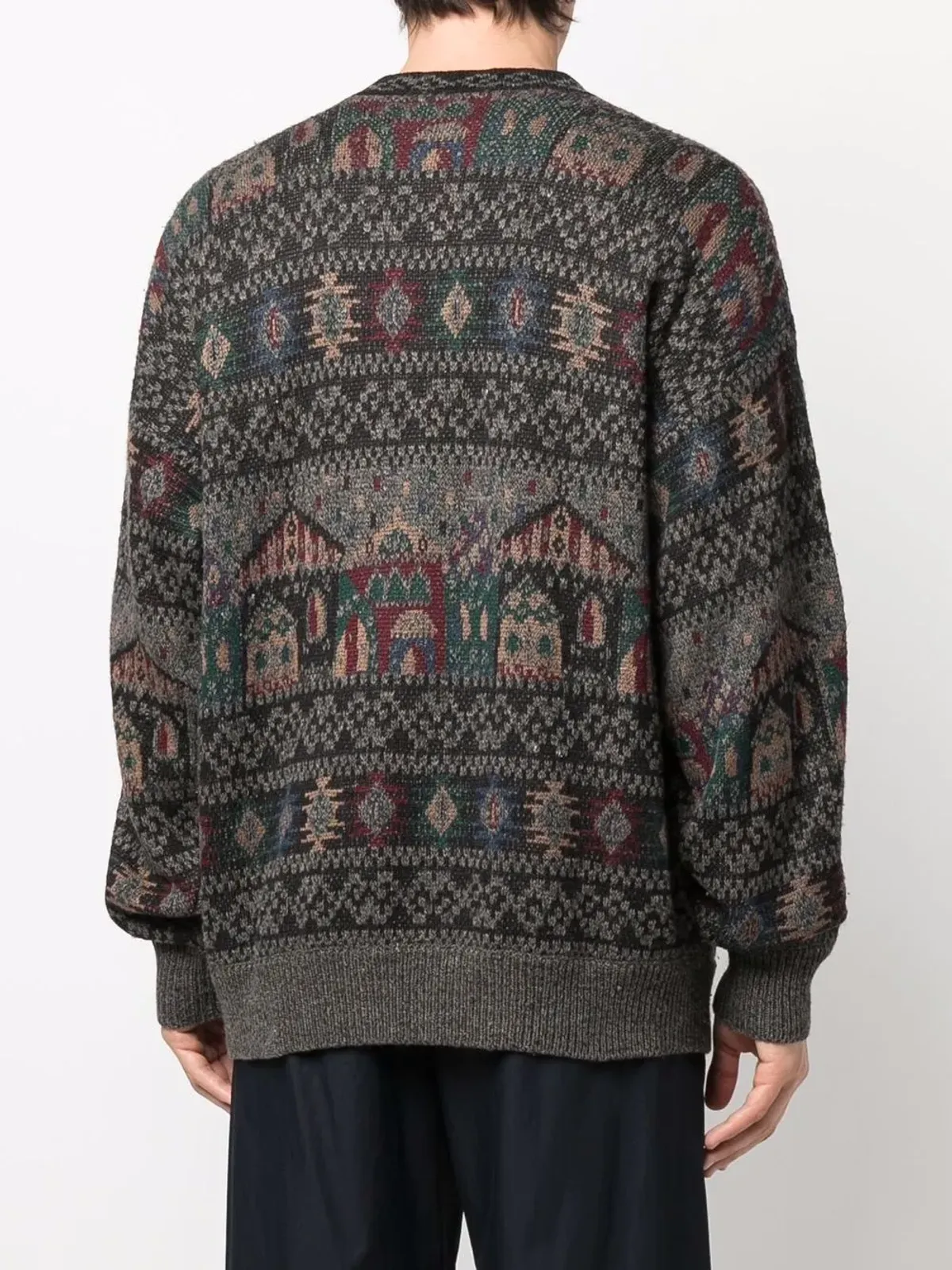 Missoni Pre-Owned 1980s intarsia knit V-neck cardigan - Brown - 画像4