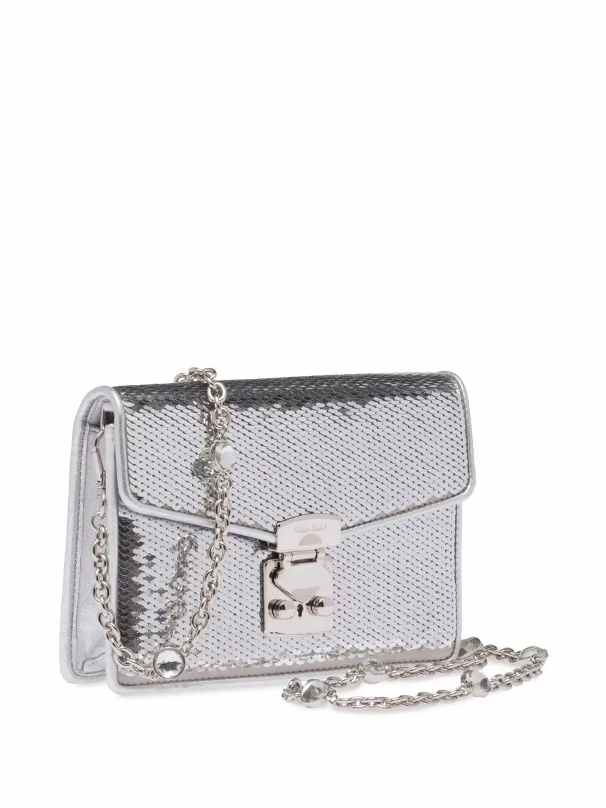 Miu Miu Confidential シークイン装飾レザーバッグ - 銀色 - 画像3