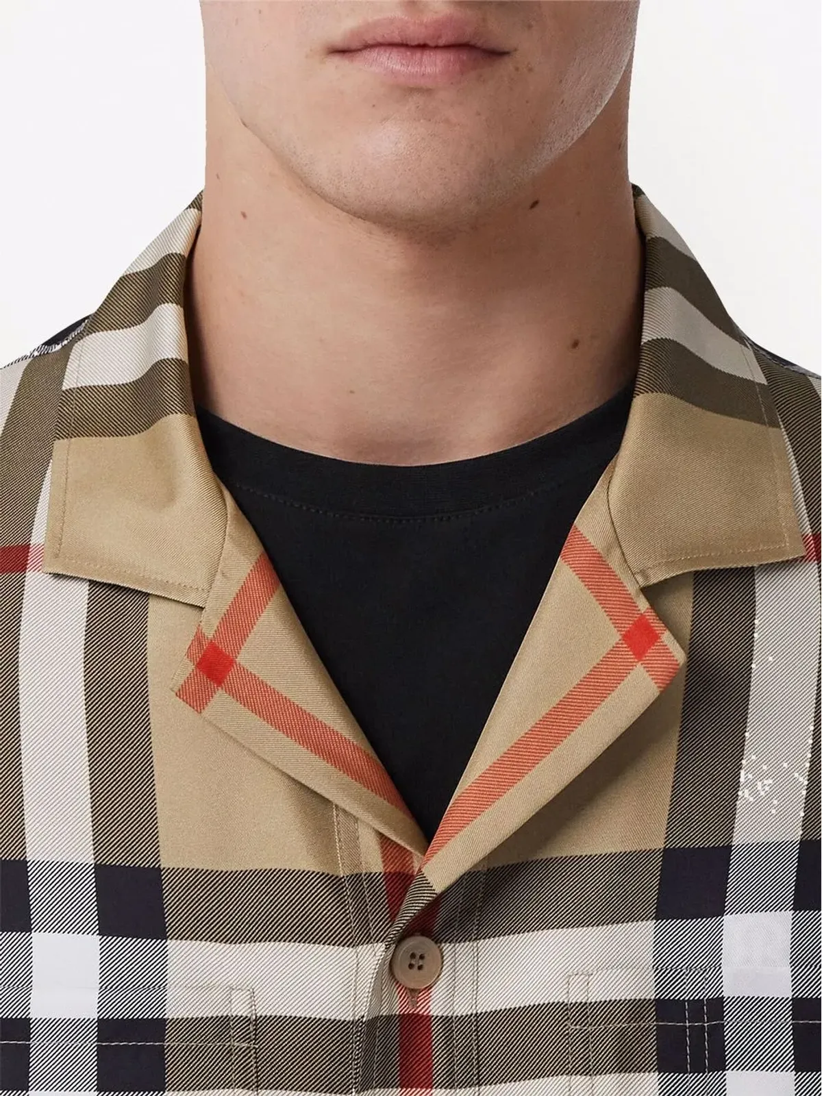 Burberry 半袖チェック柄シルクシャツ - 画像5