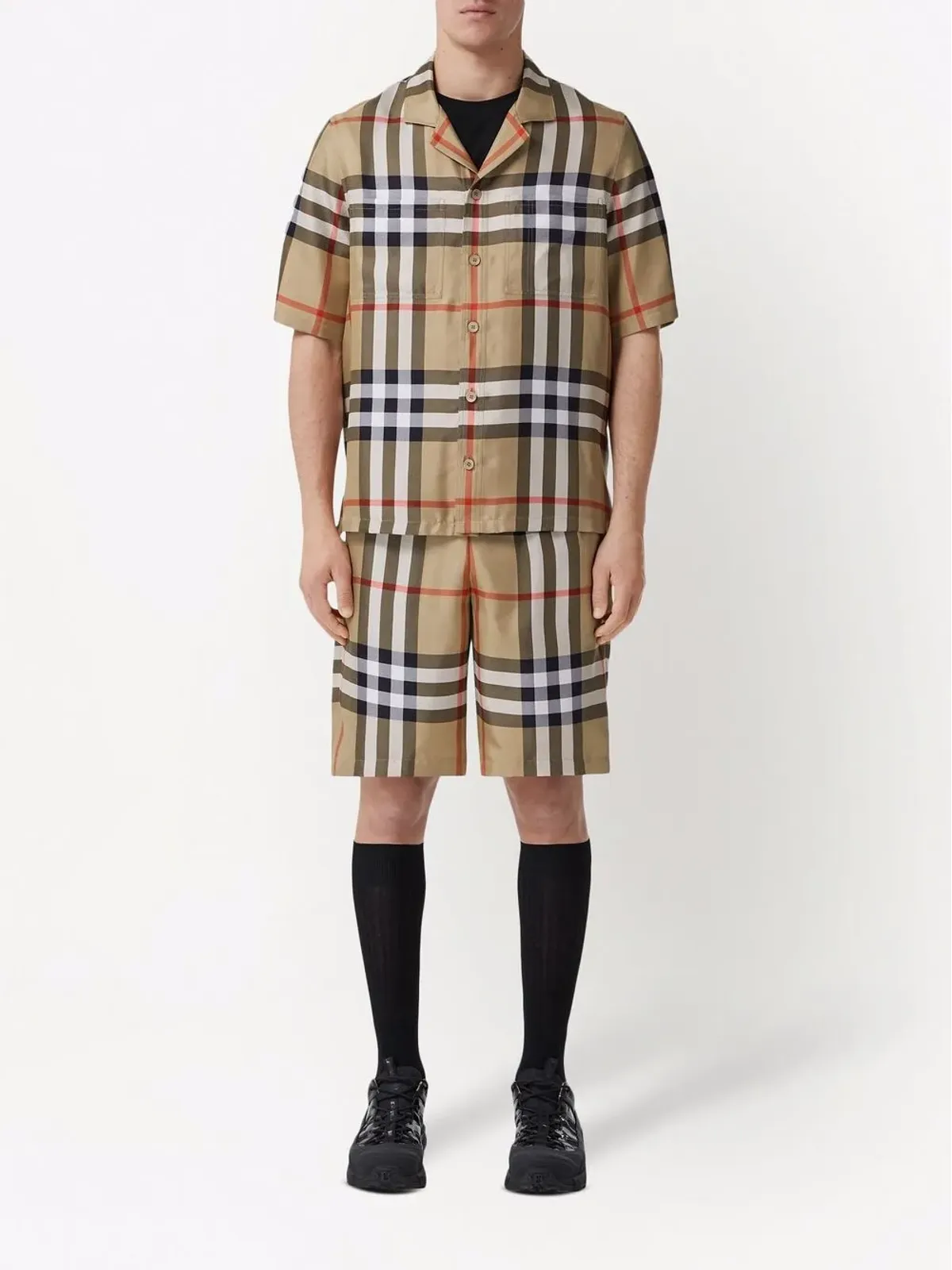 Burberry 半袖チェック柄シルクシャツ - 画像2