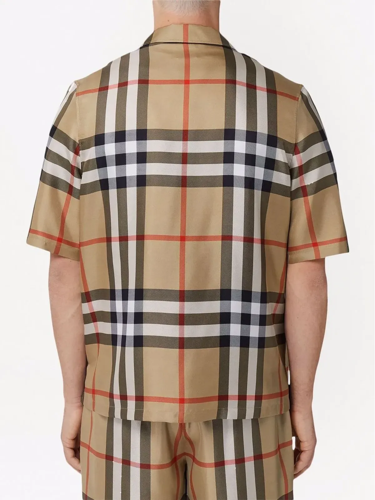Burberry 半袖チェック柄シルクシャツ - 画像4