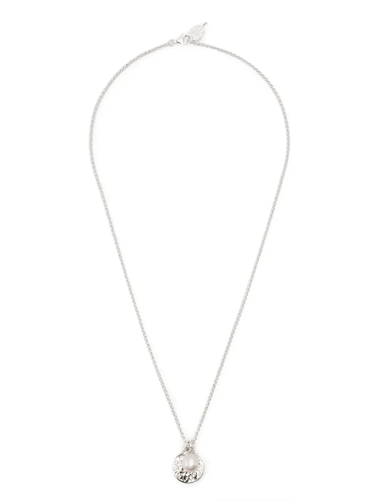 DOWER AND HALL ハンマー加工ディスクパールペンダントネックレス - 画像3