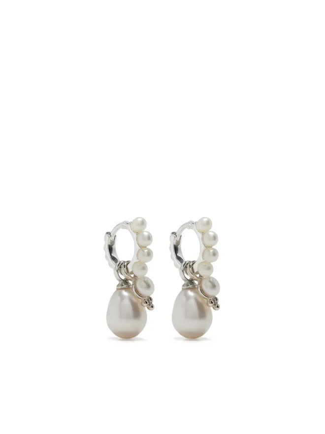 DOWER AND HALL DOWER AND HALL タイムレス パール フープ ピアス - シルバーの商品画像