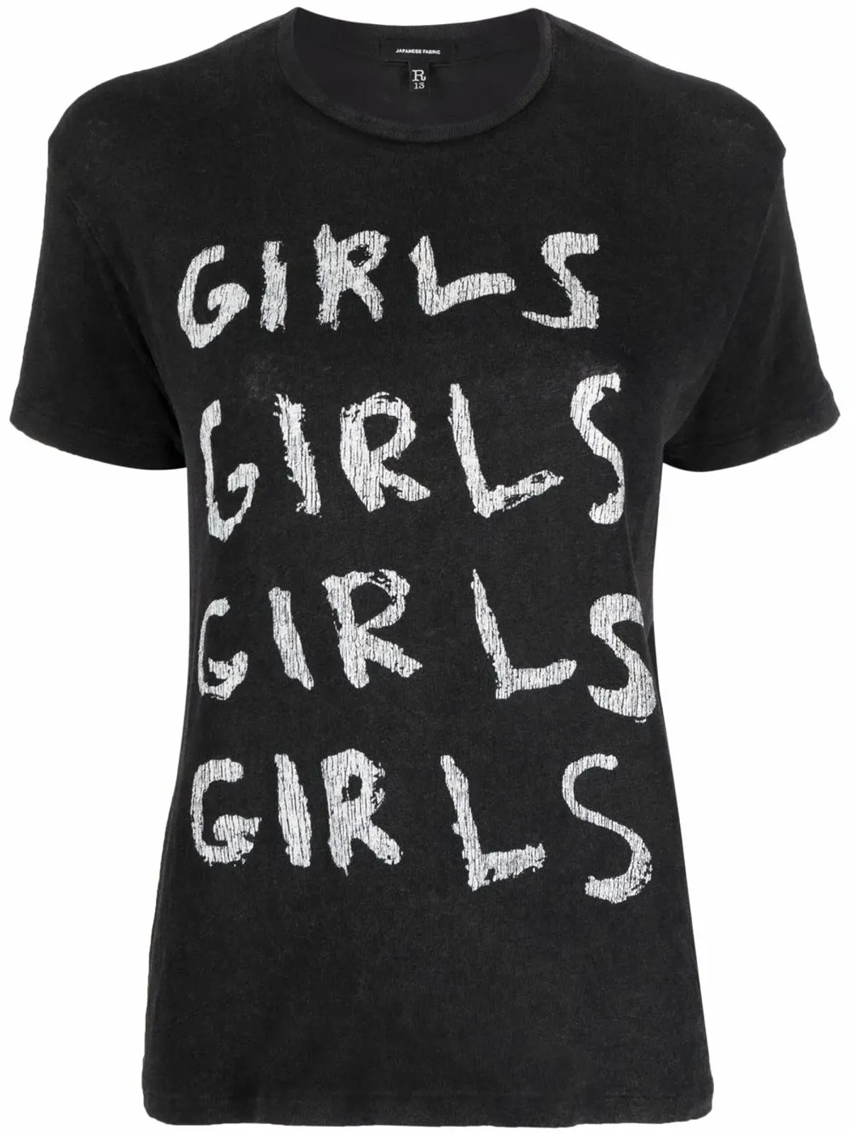 R13 slogan-print short-sleeved T-shirt - Black - 画像1